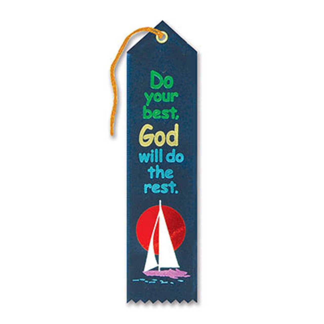 Beistle Pack of 6 Midnight Blue &#x22;Do Your Best God Will Do The Rest Award&#x22; Decorative Award Ribbon Bookmarks 8&#x22;
